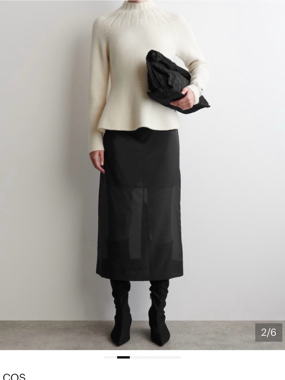 COS Black Maxi Skirt with Sheer Panels